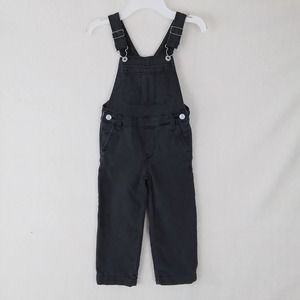 OshKosh Girls Overalls 4 Black Faded Cropped Denim Overall Jeans Relaxed Fit‎